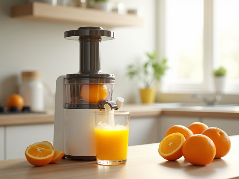 Espremedor elétrico de frutas com suco de laranja