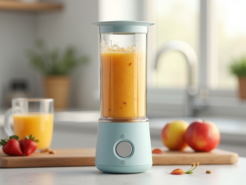 Mini liquidificador portátil com suco de frutas
