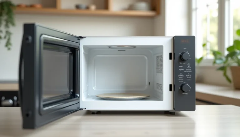 Micro-ondas aberto com interior limpo