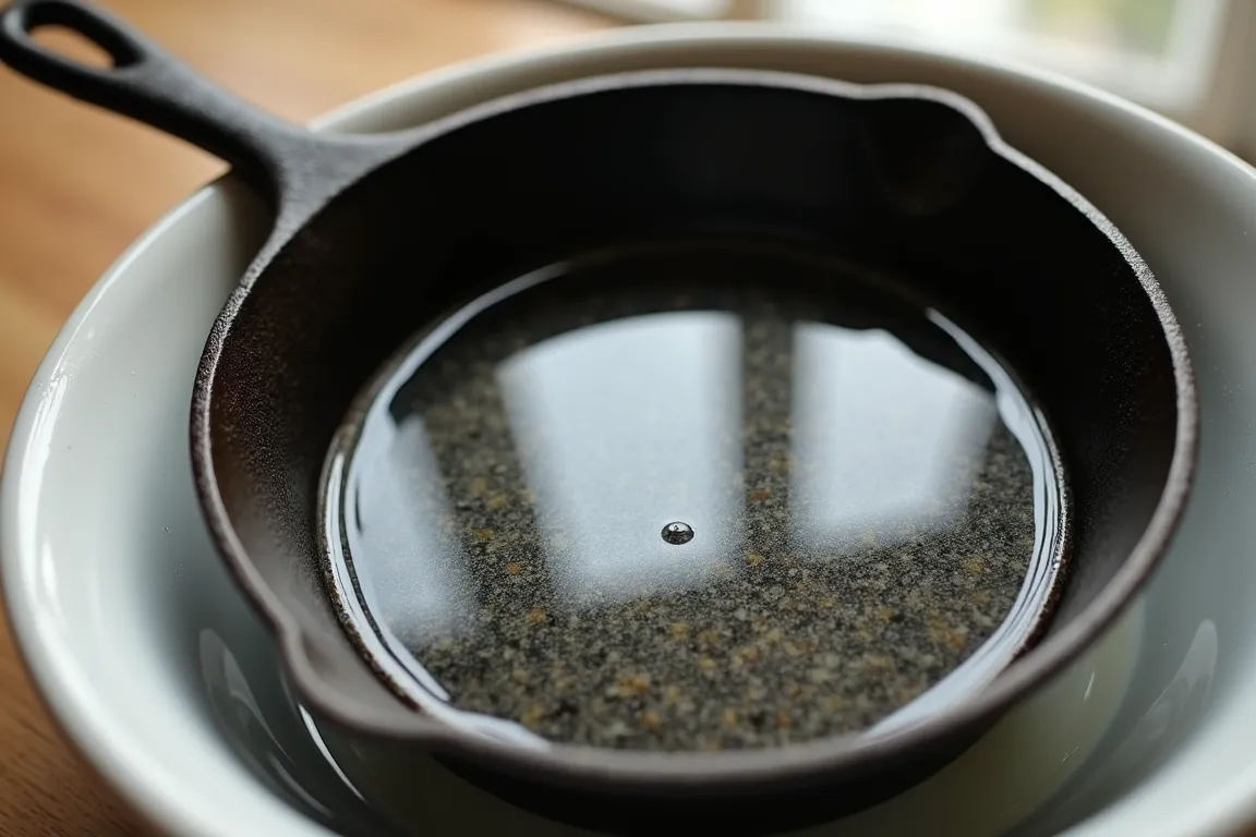 Panela de molho em água com vinagre