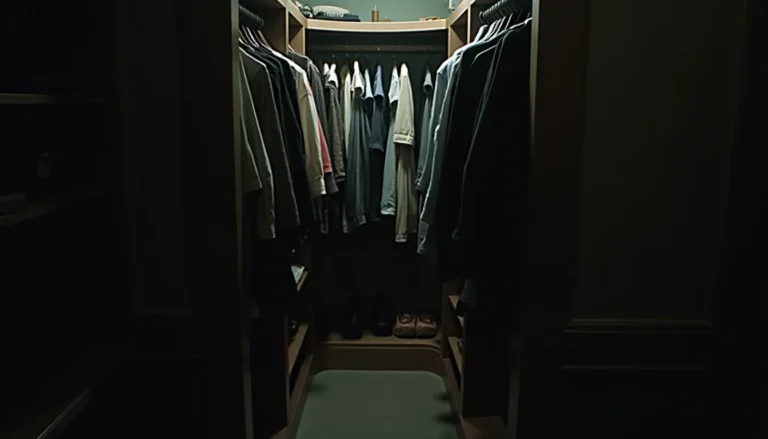 Interior de closet com roupas em ambiente pouco ventilado