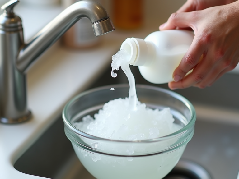 Diluindo detergente concentrado em água antes de lavar louça