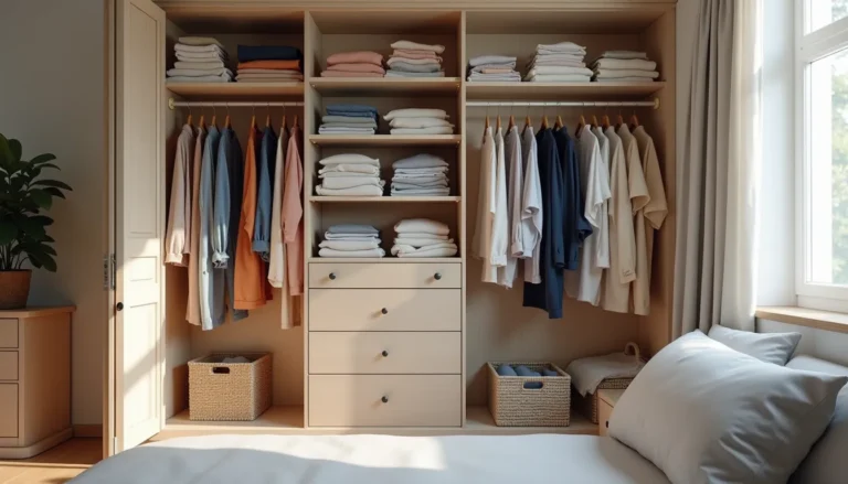 Guarda-roupa pequeno organizado