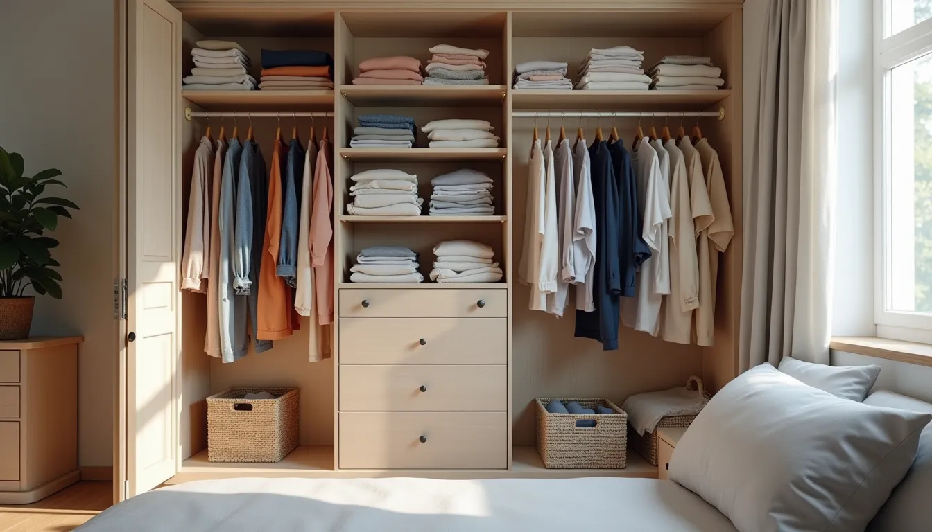 Guarda-roupa pequeno organizado
